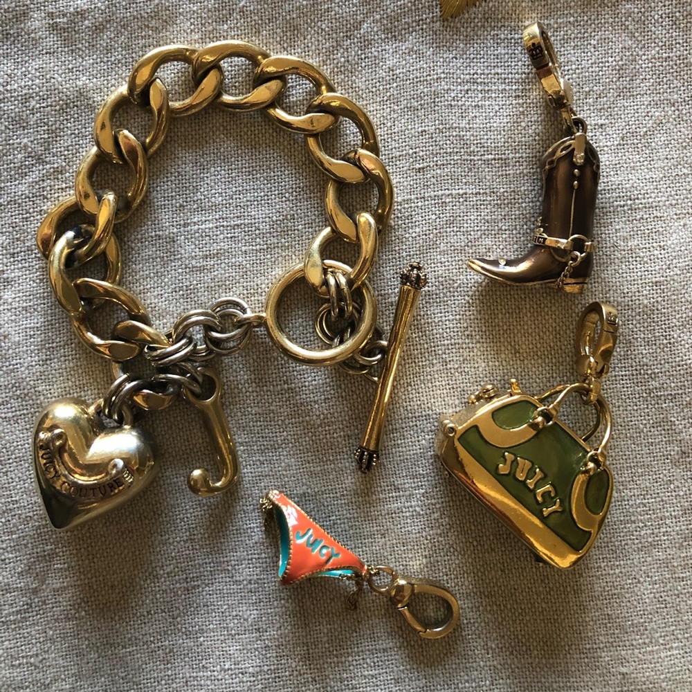 Juicy Couture Gold Bracelet with 3 Charms!